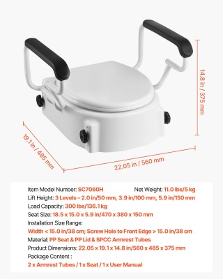 VEVOR Ανυψωτικό Κάθισμα Τουαλέτας με Χειρολαβές για Άνεση και Υποστ... VEVOR Ανυψωτικό Κάθισμα Τουαλέτας με Χειρολαβές για Άνεση και Υποστ...