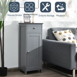 Costway Γκρι Ντουλάπι Μπάνιου με 1 Μεγάλο Συρτάρι & 2 Ρυθμιζόμενα Ρ...