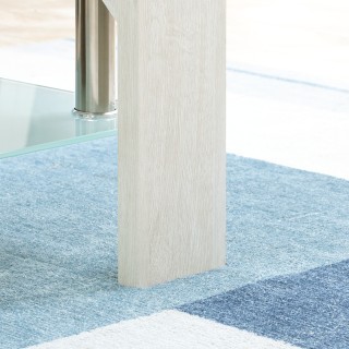 Τραπεζάκι σαλονιού HOMCOM μοντέρνο 2 επιπέδων από γυαλί και ξύλο, 9...