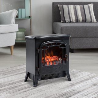 Ηλεκτρικό τζάκι δαπέδου HomCom με ρυθμιζόμενο εφέ φλόγας 900W / 180...