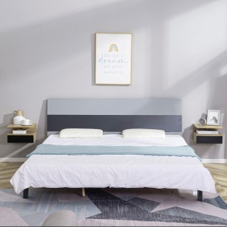 HOMCOM Σετ 2 Μοντέρνα Κρεμαστά Κομοδίνα με Συρτάρι και Πάνω Ράφι, 3...