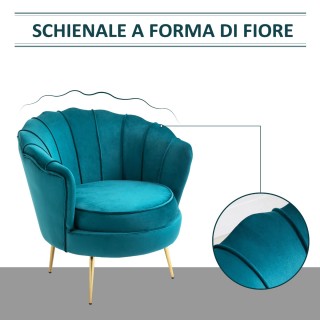 Πολυθρόνα HOMCOM Vintage Design σε πετρελαϊκό πράσινο βελούδο 833-961 Πολυθρόνα HOMCOM Vintage Design σε πετρελαϊκό πράσινο βελούδο 833-961