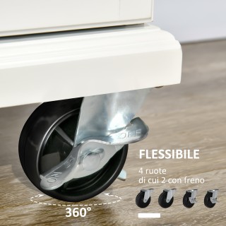 Homcom Λευκό ξύλινο επεκτάσιμο καρότσι κουζίνας με 1 συρτάρι και 1 ...