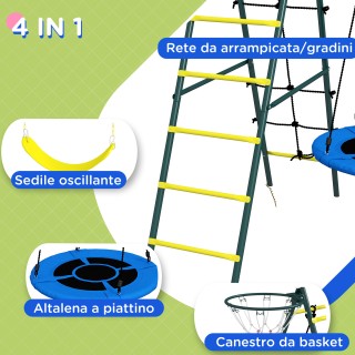 Outsunny Classic Στρογγυλό Σετ Κούνιας Κήπου, Ατσάλινες Σκάλες και ...