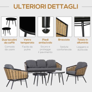 Σετ Έπιπλα Κήπου Outsunny 5 τεμαχίων Rattan, Lounge εξωτερικού χώρο... Σετ Έπιπλα Κήπου Outsunny 5 τεμαχίων Rattan, Lounge εξωτερικού χώρο...