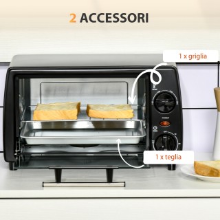 HOMCOM Ηλεκτρικός Φούρνος 10L Ρυθμιζόμενη θερμοκρασία και χρονοδιακ...