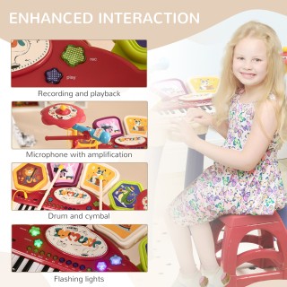 AIYAPLAY Πιάνο για παιδιά 3-6 ετών με σκαμπό, μικρόφωνο, τύμπανο κα...