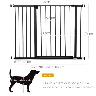 PawHut Extendable Dog Gate με βίδες και ευρύ άνοιγμα, σε μέταλλο κα...