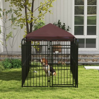 PawHut Outdoor Metal Dog Run with Roof, 282x121x159cm, Καφέ D02-175...