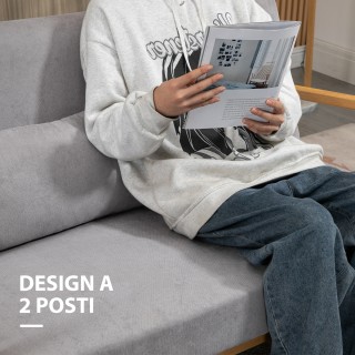 HOMCOM Μοντέρνος 2θέσιος Ξύλινος Καναπές με Μαξιλάρια, Επενδυμένο Κ... HOMCOM Μοντέρνος 2θέσιος Ξύλινος Καναπές με Μαξιλάρια, Επενδυμένο Κ...