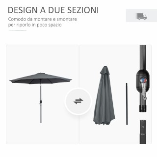 Outsunny Garden Parasol Φ300cm Ανακλινόμενη με μεταλλική μανιβέλα κ... Outsunny Garden Parasol Φ300cm Ανακλινόμενη με μεταλλική μανιβέλα κ...