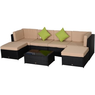Outsunny Garden Lounge σε PE Rattan 7 τεμαχίων με καναπέ πουφ Τραπε... Outsunny Garden Lounge σε PE Rattan 7 τεμαχίων με καναπέ πουφ Τραπε...