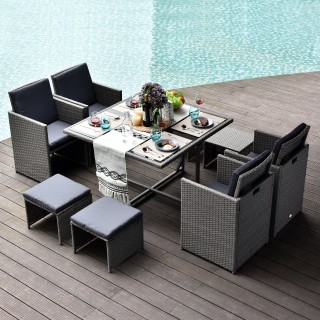 Outsunny Σετ Έπιπλα κήπου εξωτερικού χώρου 9 τεμαχίων Τραπέζι με 4 ...
