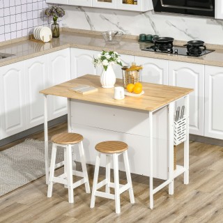 HOMCOM Kitchen Island με πτυσσόμενο πάγκο και 2 ράφια από ξύλο και ... HOMCOM Kitchen Island με πτυσσόμενο πάγκο και 2 ράφια από ξύλο και ...