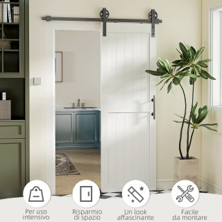 HOMCOM Συρόμενη Πόρτα σε Ρουστίκ Στυλ με Οδηγό και Χερούλι από Ξύλο... HOMCOM Συρόμενη Πόρτα σε Ρουστίκ Στυλ με Οδηγό και Χερούλι από Ξύλο...