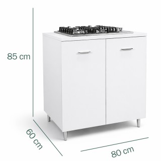 Shally Dogan Κουζίνα 80x60x85εκ Λευκή με 4 Εστίες και Χυτοσιδηρές Π...