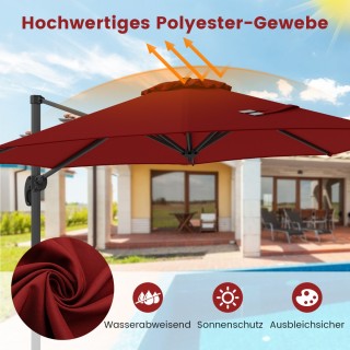 Costway Περιστρεφόμενη Κόκκινη Ομπρέλα Κήπου 300x300cm με Μανιβέλα ... Costway Περιστρεφόμενη Κόκκινη Ομπρέλα Κήπου 300x300cm με Μανιβέλα ...