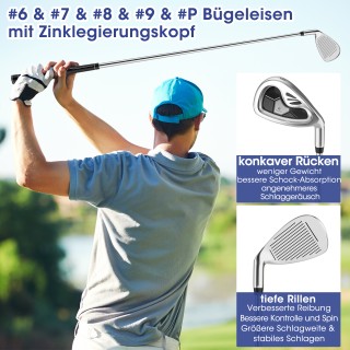 Costway Σετ Γκολφ 9 τεμαχίων για δεξιόχειρες άνδρες με Driver από γ...