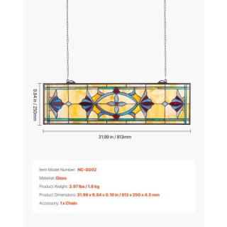 VEVOR Έγχρωμο Γυάλινο Κρεμαστό Παράθυρο Τύπου Tiffany με Αλυσίδα 32... VEVOR Έγχρωμο Γυάλινο Κρεμαστό Παράθυρο Τύπου Tiffany με Αλυσίδα 32...