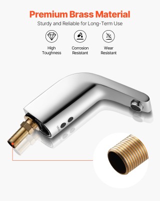 VEVOR Αυτόματος Αισθητήρας Βρύσης Μπάνιου - Χρώμιο, 16cm Ανίχνευση,...