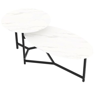 Shally Dogan  Χαμηλό Τραπεζάκι Καφέ με 2 Ράφια Πολυτελείας σε Εφέ Λ...