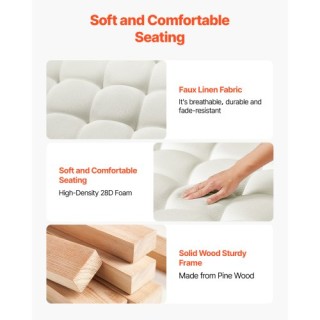VEVOR Λευκό Σκαμπό-Τραπεζάκι από Λινό με Ξύλινο Ράφι BYJDFXKSJKFS3W...