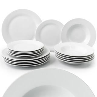 Shally Dogan Σετ Πιάτων 18 Τεμαχίων από Λευκή Πορσελάνη Στρογγυλά Σ...