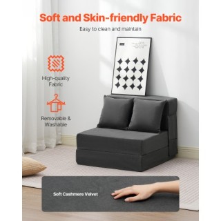 VEVOR Πτυσσόμενος Καναπές-Κρεβάτι 3-σε-1 με 2 Μαξιλάρια Σκούρο Γκρι...