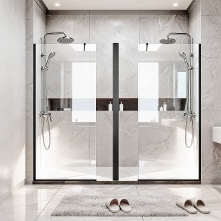 VEVOR Μαύρο Ματ Σταθερό Παραβάν Ντουζιέρας 864x1870 mm από Ανθεκτικ...