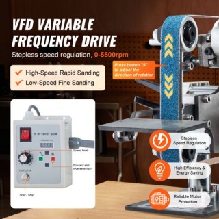 VEVOR Ταινιοτριβείο 30 x 1-Inch Μεταβλητής Ταχύτητας με VFD 2 Μορφέ...