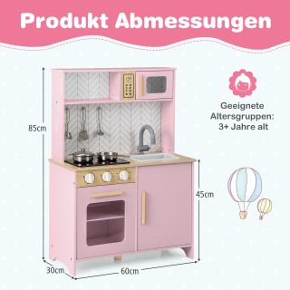 Costway Ροζ Ξύλινη Παιδική Κουζίνα με Φούρνο Μικροκυμάτων, Εστίες, ... Costway Ροζ Ξύλινη Παιδική Κουζίνα με Φούρνο Μικροκυμάτων, Εστίες, ...
