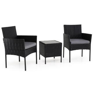 Costway Σετ Επίπλων Κήπου 3 Τεμαχίων από Ρατάν με 2 Καρέκλες και Τρ... Costway Σετ Επίπλων Κήπου 3 Τεμαχίων από Ρατάν με 2 Καρέκλες και Τρ...