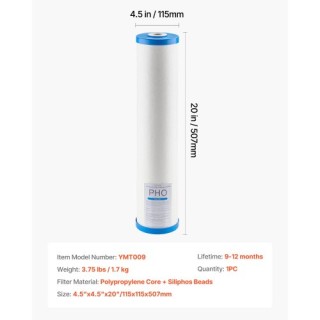 VEVOR Οικιακό Φίλτρο Νερού Αντικατάστασης 4.5x20 με Αναστολέα Κλίμα... VEVOR Οικιακό Φίλτρο Νερού Αντικατάστασης 4.5x20 με Αναστολέα Κλίμα...