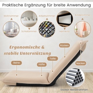 Costway Ρυθμιζόμενη Πολυθρόνα Δαπέδου με 6 Στάδια - Μπεζ HW65605MS