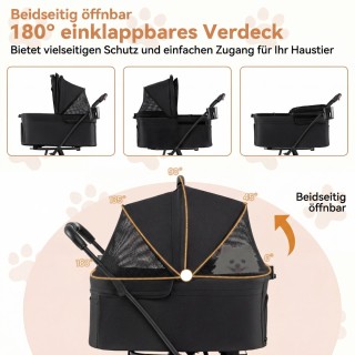 Costway Διπλό πτυσσόμενο καρότσι κατοικιδίων 3 σε 1 με 2 αποσπώμενο...