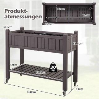 Costway Υπερυψωμένο διαιρούμενο παρτέρι λαχανικών με ρόδες και δείκ...