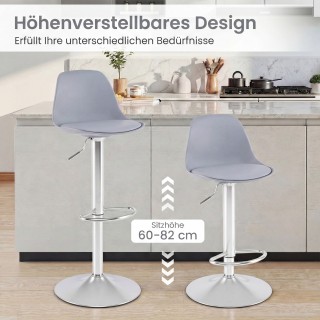 Costway Σετ 2 Περιστρεφόμενα Μπαρ Σκαμπό 360° Ρυθμιζόμενα σε Ύψος Γ...