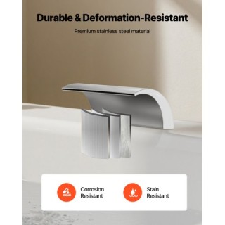 VEVOR Ανανεωμένος Βρυσάκι Μπανιέρας 3 Οπών, Ασημί Διπλή Ροή DFPTKBD...