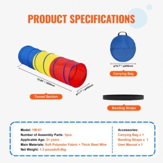 Παιδική Σήραγγα Παιχνιδιού VEVOR για Νήπια, Πολύχρωμη Αναδιπλούμενη... Παιδική Σήραγγα Παιχνιδιού VEVOR για Νήπια, Πολύχρωμη Αναδιπλούμενη...