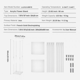 Βάση Λουλουδιών VEVOR 10τμχ 60εκ, Ακρυλική Κολώνα για Γάμους & Εκδη... Βάση Λουλουδιών VEVOR 10τμχ 60εκ, Ακρυλική Κολώνα για Γάμους & Εκδη...