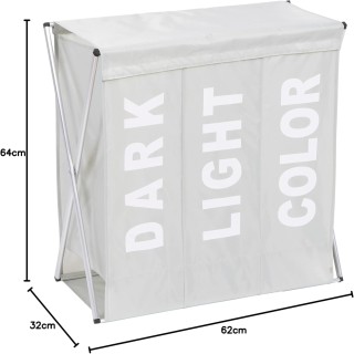 Πτυσσόμενο Μεταλλικό Καλάθι Απλύτων 64 x 38 x 62 cm Ανοιχτό Γκρι 02...