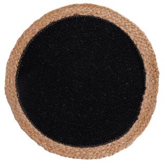 Villa dEste Home Στρογγυλό Μαύρο Βαμβακερό Σουπλά με Φόδρα από Γιού...