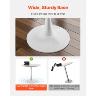 Στρογγυλό Ξύλινο Τραπέζι Δείπνου για 2-4 Άτομα 800x800x725 mm Λευκό...