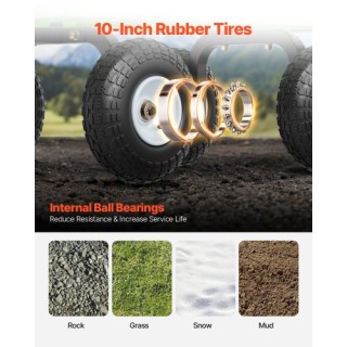 VEVOR Ατσάλινο Καρότσι Κήπου 900lbs Βαρέως Τύπου με Ρόδες 10in ZXHY...