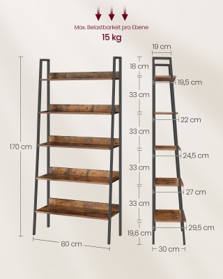 Ράφι Σκάλας VASAGLE 4 Επιπέδων, Βιομηχανικό, Καφέ/Μαύρο Ράφι Σκάλας VASAGLE 4 Επιπέδων, Βιομηχανικό, Καφέ/Μαύρο