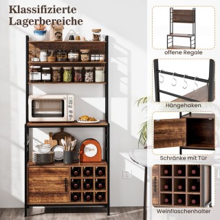 Costway Ράφι Κουζίνας  150x40x80 εκ.με Ενσωματωμένο Σταθμό Φόρτισης...