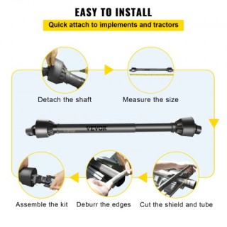 VEVOR Άξονας PTO 1-3/8 x 6 Ακίδες Στρογγυλή Άκρη T4 43-61 CDZT4B110...