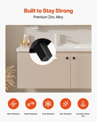 VEVOR Σετ 10 Τετράγωνων Μαύρων Πόμολων 30mm από Κράμα Ψευδαργύρου 1...