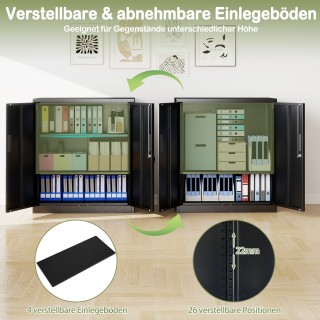 Costway Μεταλλική Ντουλάπα Γραφείου με Διπλή Πόρτα & 2 Ρυθμιζόμενα ...