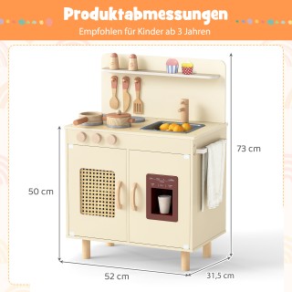 Costway Παιδική Κουζίνα Παιχνιδιού με Αποθηκευτικούς Χώρους & Φως &...